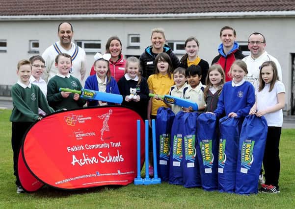 09-02-2017. Picture Michael Gillen. Westquarter and Redding Cricket Club, Sunnyside Road, Brightons. Club receiving funding from Community Schools Charity 2008 to buy 6 Kwik Cricket sets to place in each of the local primary schools to Braes High School.