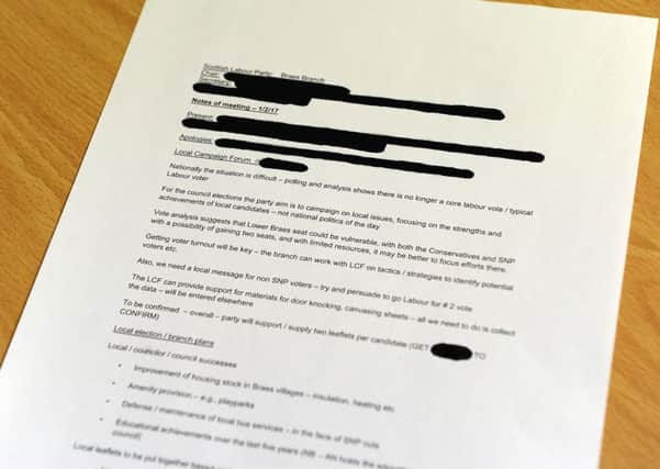 The leaked memo from a Labour party branch meeting
