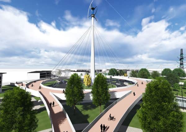 An artists interpretation of the proposed Skyway over the Westfield Roundabout