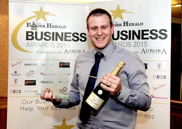 Chris Allen celebrating at The Falkirk Herald Business Awards back in 2015. Picture: Michael Gillen