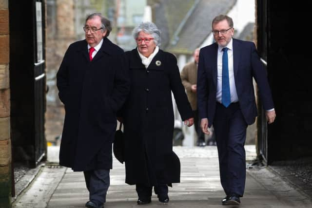 Memorial service at St Michael's Church Linlithgow for Tam Dalyell. guests arriving David Mundell