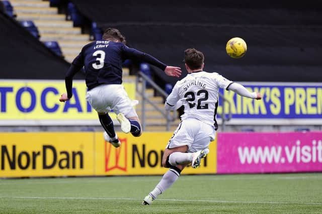 Luke Leahy thumps a volley from the left wing. Pic by Michael Gillen