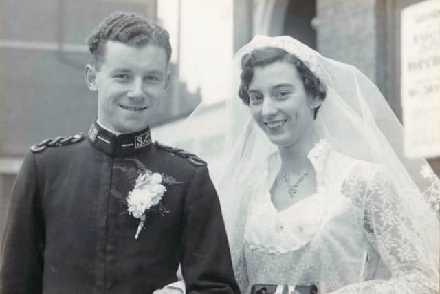The happy couple on their wedding day 60 years ago