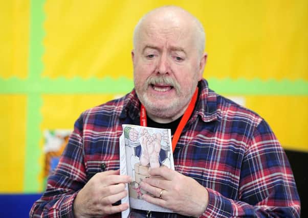 Author Michael Kerins at Moray Primary School. Pictures: Michael Gillen