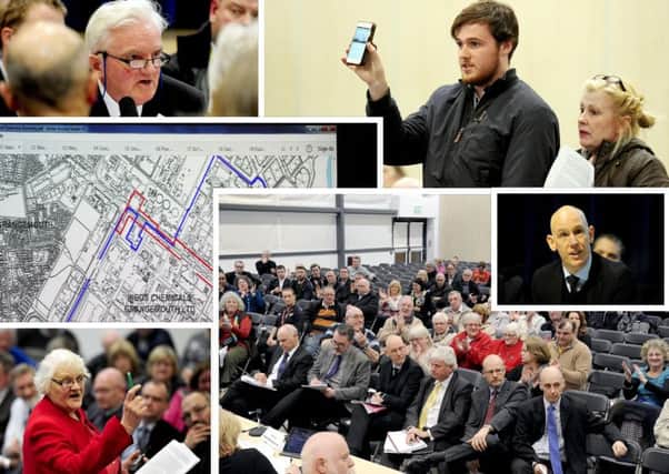 Scenes from the Ineos road closure meeting in Grangemouth High School