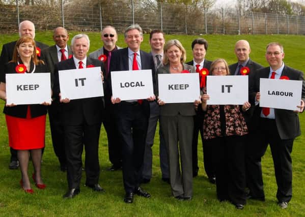 Labour MSP Richard Leonard (centre) helped launch Labour's 2017 local government election manifesto with the party's Falkirk candidates