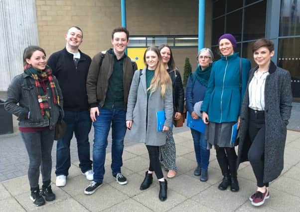 Students from Edinburgh Napier University with their lecturers outside Polmont YOI