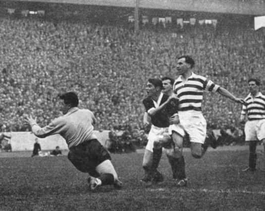 Doug Moran scores the cup-winning goal in extra-time and (below) the cup winning team.