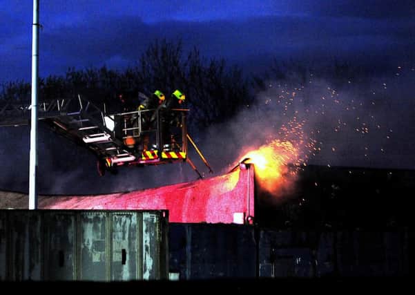 The blaze was in a building at the ground of Dunipace Juniors (Picture: Michael Gillen)