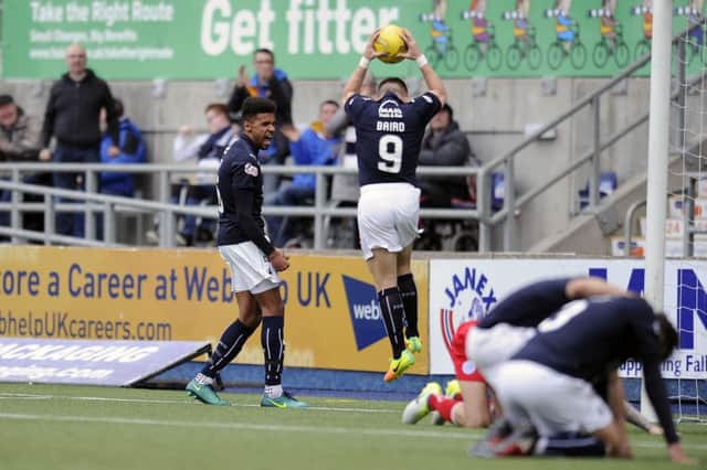 Nathan Austin got the first goal, and won the Bairns a penalty. Pic by Michael Gillen