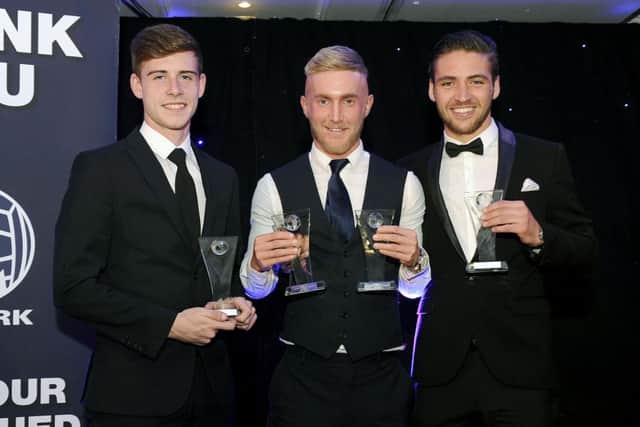 Under 20s Player of the Year, Tony Gallacher; Supporters' Player of the Year and Player's Player of the Year, Craig Sibbald and Goal of the Season, Luke Leahy.