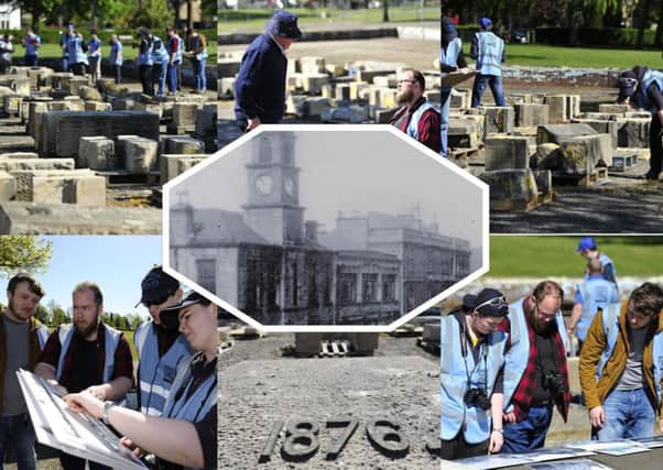 Members of the Inner Forth Landscape Initiative set to work digitally mapping out Grangemouth's historic town clock