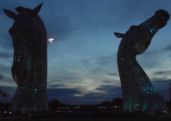 Heather McEwan's photo of the 'UFO' at the Kelpies