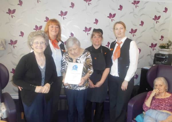 Kinnaird Manor staff and residents celebrate Kinnaird making it into the list of top 20 care homes in Scotland