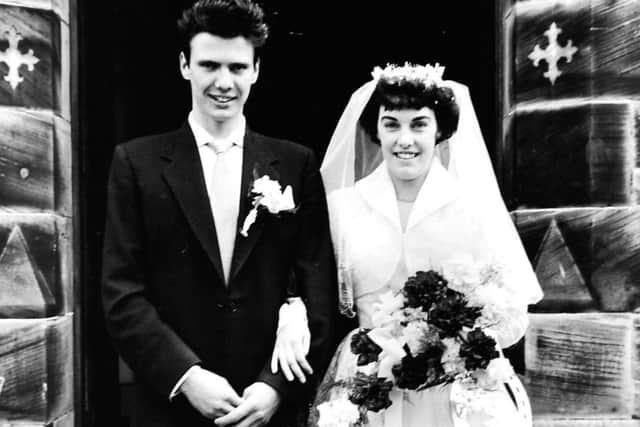 Eileen and Charles on their special day 60 years ago