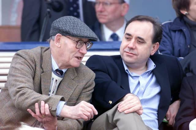 Former First Minister Alex Salmond with his father Robert who died last night