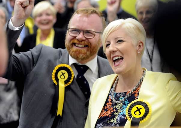 Martyn Day and Hannah Bardell celebrate their wins in West Lothian. Picture: Lisa Ferguson