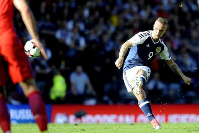 10-06-2017. Picture Michael Gillen. GLASGOW. Hampden. 2018 FIFA World Cup Russia Qualifier. Scotland v England. First goal for Scotland, Leigh Griffiths 9 direct from a freekick.