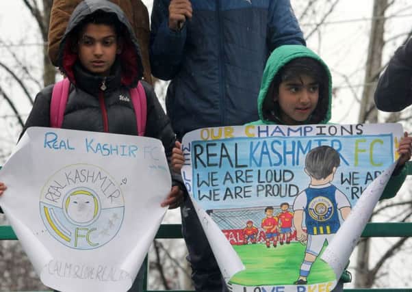 Young Real Kashmir fans show their support (pic by Irfan Malik).