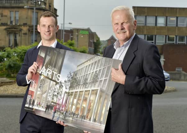 Alistair Campbell OBE, managing director of Bellair (Scotland) and son, Colin, who is a director of the firm, with part of the blueprint for Grahamston