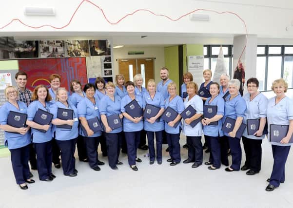 Phil Todd, second from left, is leaving the Forth Valley NHS Nurses Choir to concentrate on making movies with his first release due out in July
