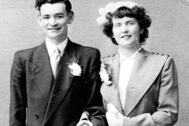 The couple on their happy day - 65 years ago.