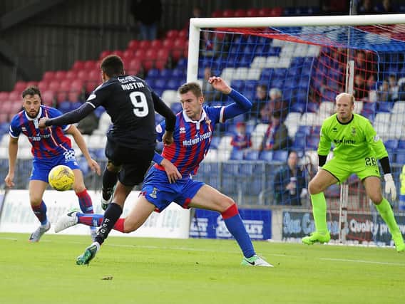 Nathan Austin puts Falkirk two up at Inverness (pic by Michael Gillen)