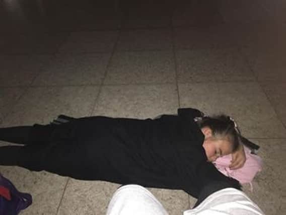 People have been  left to sleep on the floor in the airport after flight delays