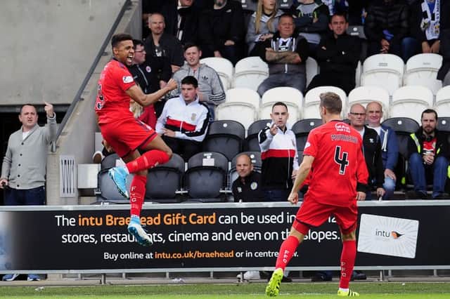 Nathan Austin gave Falkirk an early lead. Pic by Michael Gillen.