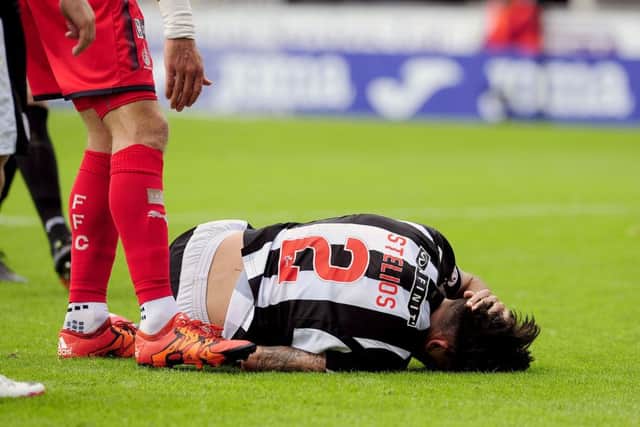 Aaron Muirhead was sent off for an elbow. Picture Michael Gillen.