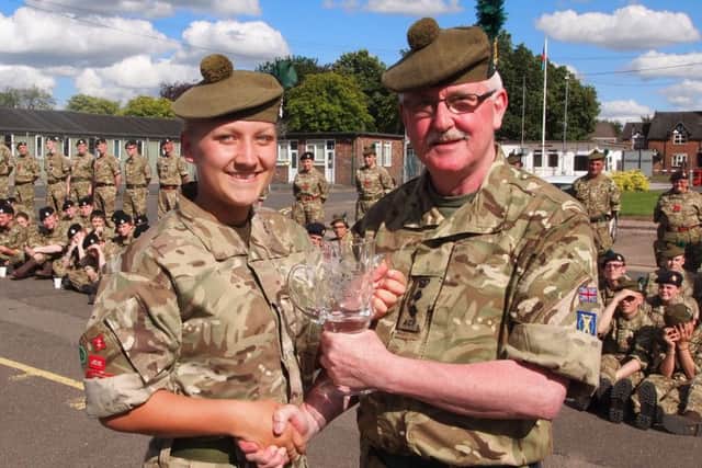 Niamh Stevenson receives her Best Cadet at camp award
