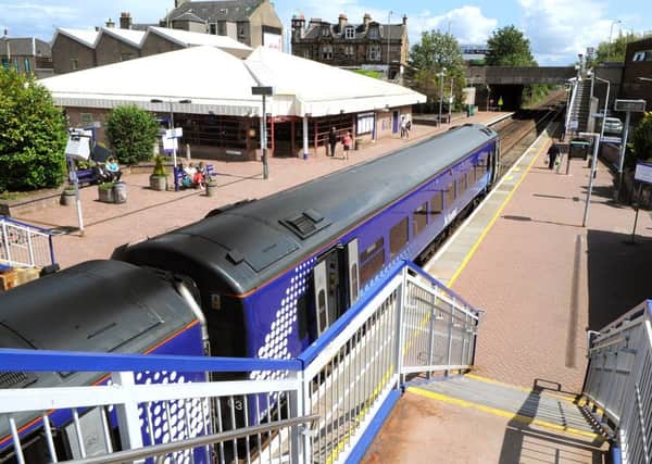The incident happened at the station after the Falkirk v Hibs match last August