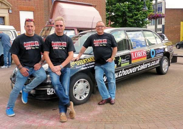 Des, right, with his 'Wacky Racers' co drivers Paul Tully and Lou Aracsi