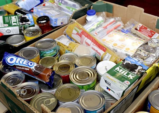 Falkirk Foodbank goes out collecting food and not cash