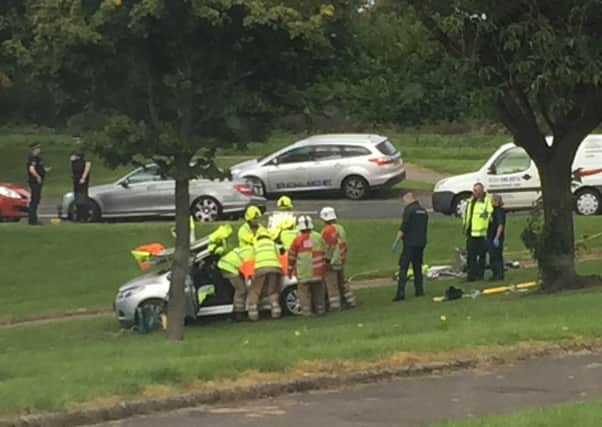 The incident happened in Westburn Avenue this morning. Picture: Michael Gillen