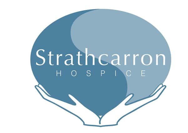 Strathcarron Hospice logo. Strathcarron logo.