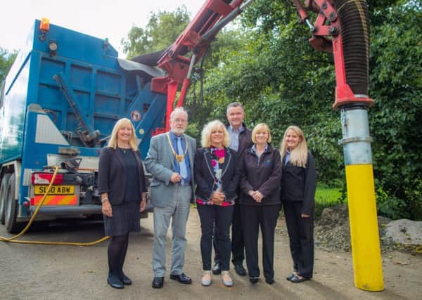 Left to right, Lesley Pickles, Business Gatway Falkirk, Provost Tom Coleman, Carron Smith, Business Gateway Falkirk and Jim Morrison and Denise Johnston of Water Pipeline Services