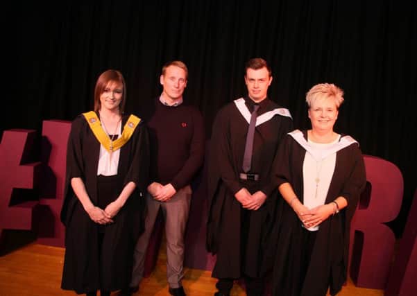 Falkirk graduation winners (L-R) Charlene Bissett, Martin Connelly, Martin Derham and Annette Ballantyne
