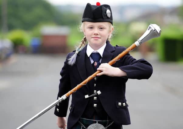 Camelon Pipe Band drum major Eve Llewellyn.