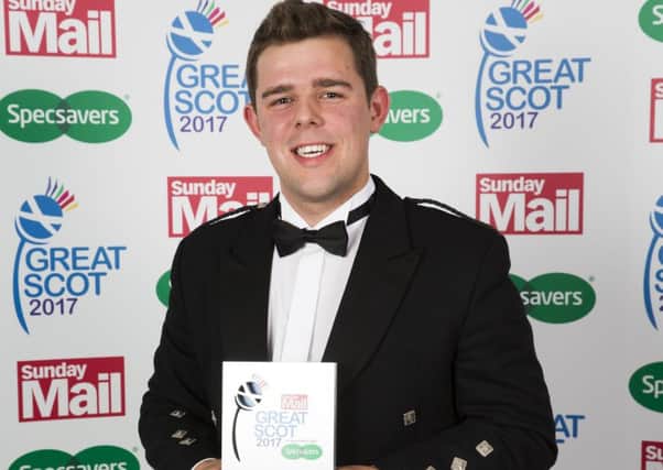Fraser Johnston receiving his Great Scot Award