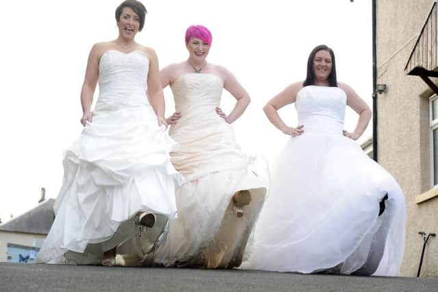 Angela Stewart has organised a ladies day on February 23 in Grangemouth Town Hall with a special event dress code for Cancer Research UK. Also pictured - Lissa Johnston 40, Angela Stewart 34 and Katrina Young 40. Pic Michael Gillen