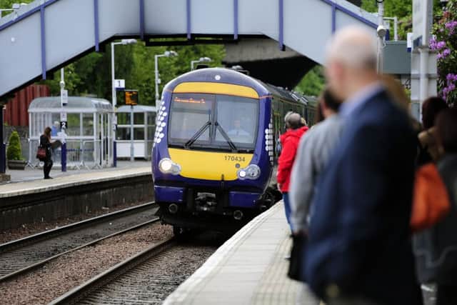 Electric trains will be introduced on the Edinburgh to Glasgow line, via Falkirk High from Sunday.  Pic: Michael Gillen.