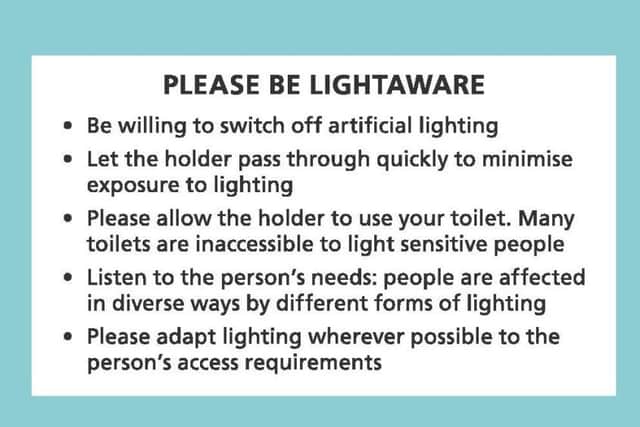 Medical card...which LightAware has created to help people explain their condition.