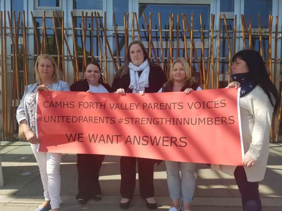 A group of parents unhappy over the care their children receive from mental health services took their campaign to the Scottish Parliament.
