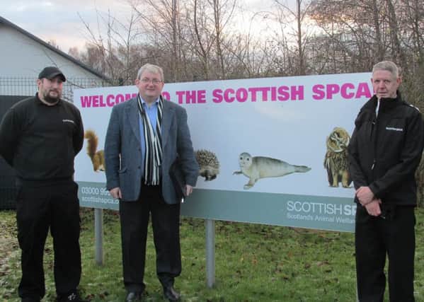 Falkirk East MSP Angus MacDonald in visit to national SSPCA centre at Fishcross.  

Pic supplied by SSPCA media office.