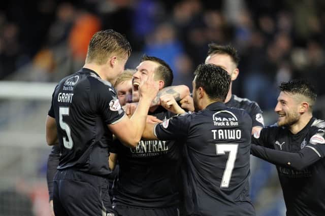The Bairns were all smiles in the first half. Picture by Michael Gillen.