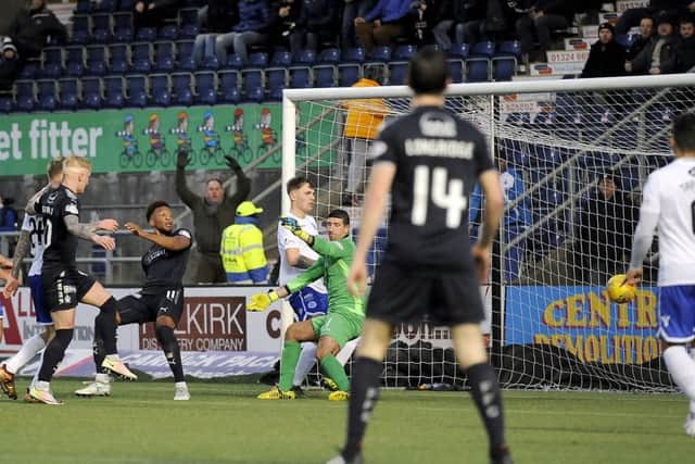 Myles Hippolyte turned in number two before going off injured. Picture by Michael Gillen
