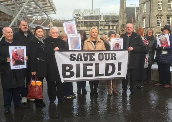 Bonnybridge protesters were joined by relatives of Bield care homes across Scotland for a demonstration outside the Scottish Parliament last year.