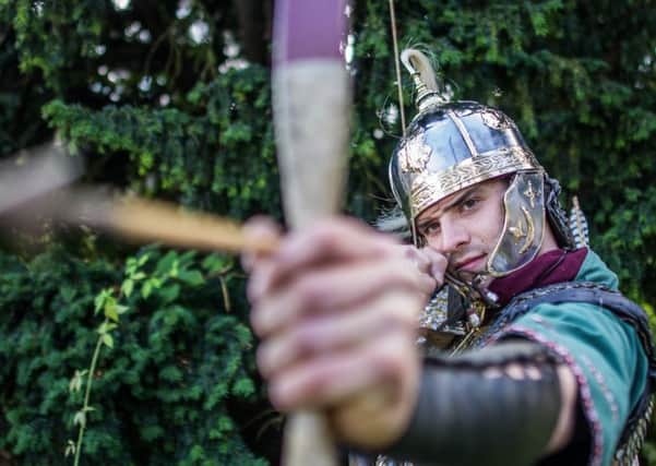 This re-enactor simulates a Syrian archer in the Roman Army.  Besides being able to hit troublesome Celtic tribesmen at a distance it's thought they may also have been very useful for hunting game.