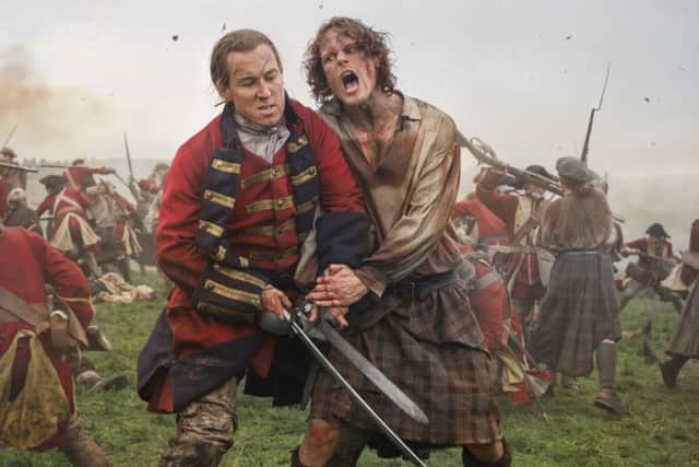 A scene from Outlander's Series 3, in which - out of all the people on Drumossie Moor on the fateful day of the Battle of Culloden - hero Jamie Fraser bumps into old sparring partner 'Black Jack' Randall.